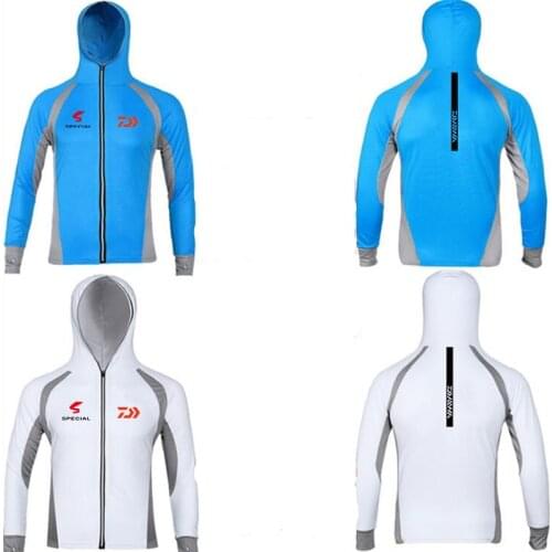 New Daiwa Hooded Performance Fishing Shirt Men UPF 50 UV Sun Protection Quick Dry Mesh Cooling Long Sleeve Fishing Clothes