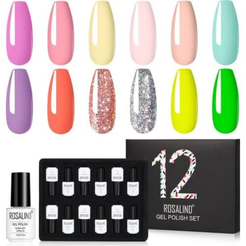 7ml Glitter Neon Gel Nail Polish Set All For Manicure Semi Permanent Hybrid Varnishes Soak Off UV Gel Kit 12PCS/LOT nails art