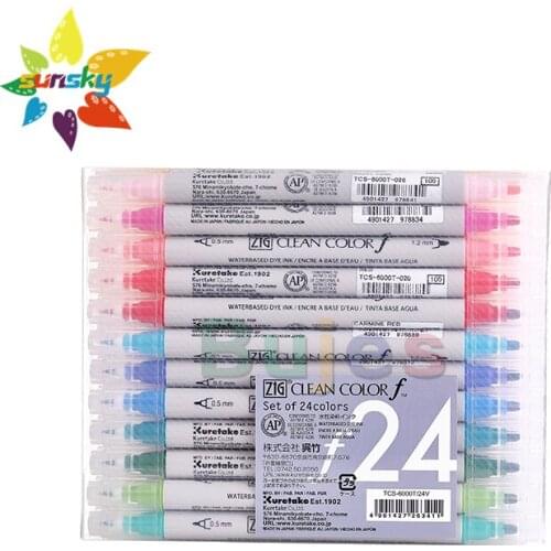 Original Japan Kuretake Clean Color F 12/36 color Double head round head marker set Hand painted animation painting art supplies
