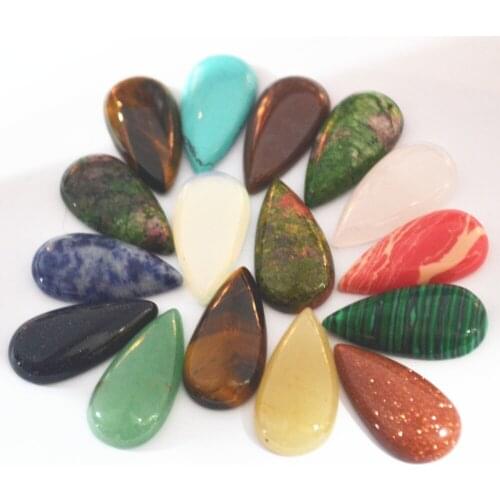 Natural Stone CABOCHON Gem Stone Beads Shape CAB Water Drop 20Pcs for DIY Jewelry Making Free Shipping Hot Sales 30x15MM