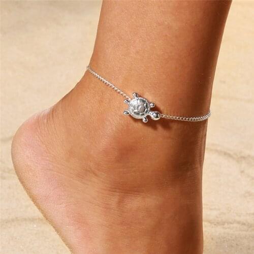 Modyle Anklets For Women Men Antique Silver Color Turtle Rope Ankle Bracelet Beach Chain Animal Tortoise Foot Jewelry