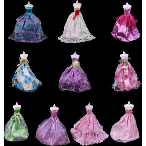 One Set New Arrival Handmade Layer Party Wedding Dress For Princess Floor Length Doll Dress Clothing or Shoes