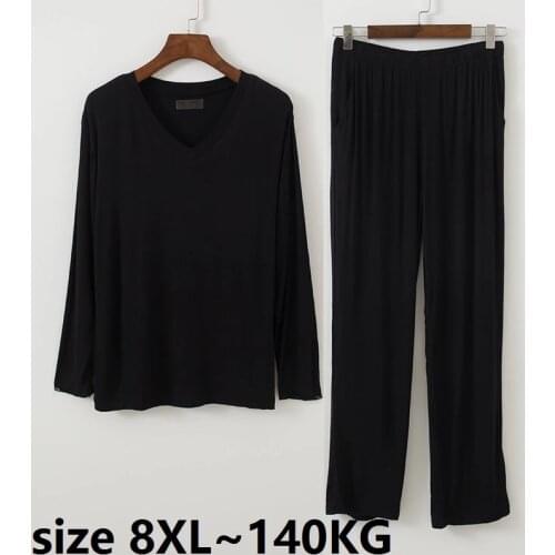 Autumn Plus Size 7XL 8XL Men Pajamas Sets Modal Home Wear Soft Breathable SleepWear Comfortable Long Sleeve Tops and Long Pants