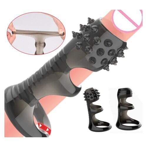 Soft Spines Massage Condom Foreskin Correction Glans Sleeve Scrotum Bondage Lock Sperm Penis Enlargement Ring Sex Toys For Male