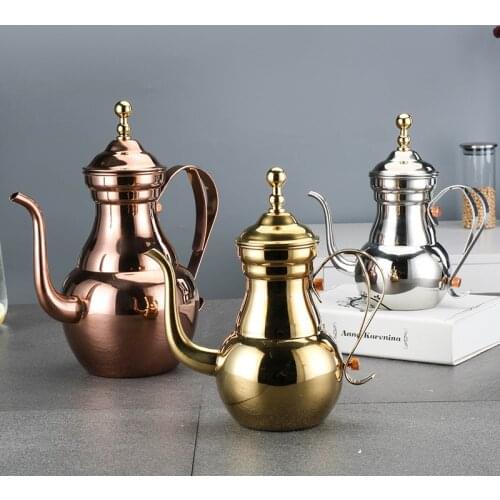 0.7L Stainless steel narrow teapot hotel long-mouthed teapot tea kettle with filter mesh Coffee Pots NJ72814