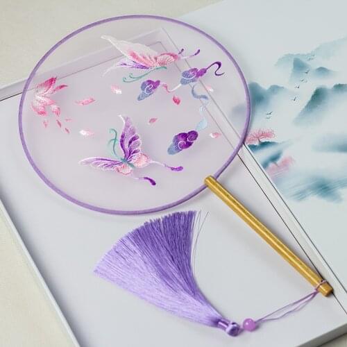 Traditional Chinese Embroidered Round Waaiers Hand Fans Fan Eventail A Main Vintage Wedding Favors And Gifts Bambu Abanicos