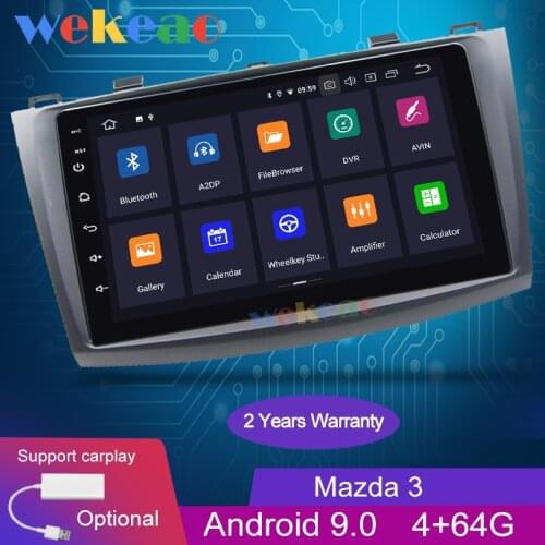 Wekeao Touch Screen 9'' 1 Din Android 9.0 Car Radio Automotivo Car Dvd Player For Mazda 3 Android Auto GPS Navigation 2010-2013