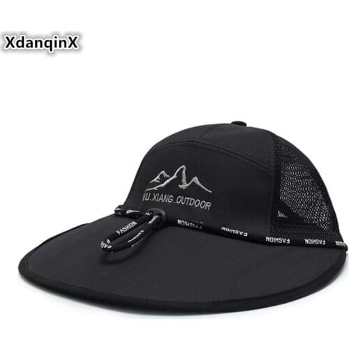 XdanqinX Summer Womens Mesh Breathable Ponytail Baseball Cap Large Visor Fashion Beach Hat Adjustable Size Mens Fishing Caps