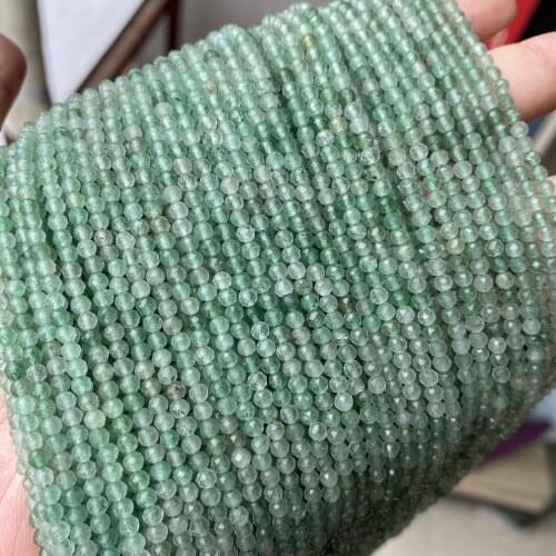 Green Natural Faceted Beads 3mm Cutting Loose Green Strawberry Quartz Beads for Jewelry Making