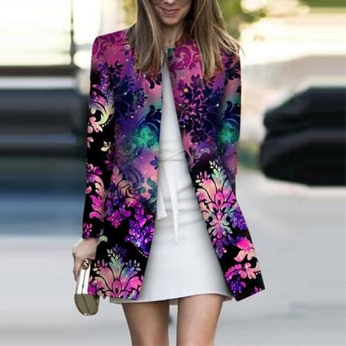 Vintage Trench Jackets Women 2020 New Fashion Color Pattern Printed Jacket Autumn Casual Ethnic Style Tops Coat Streetwear