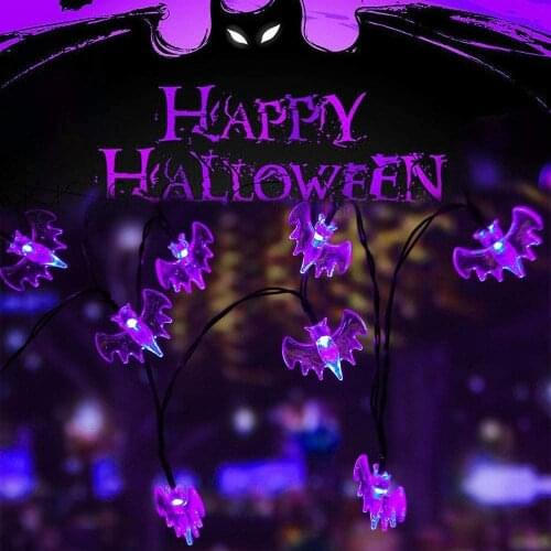 Halloween 10/20/30LED Fairy Bat Solar String Lights Outdoor Halloween Bat Decorations Lights For Christmas Party Decorations