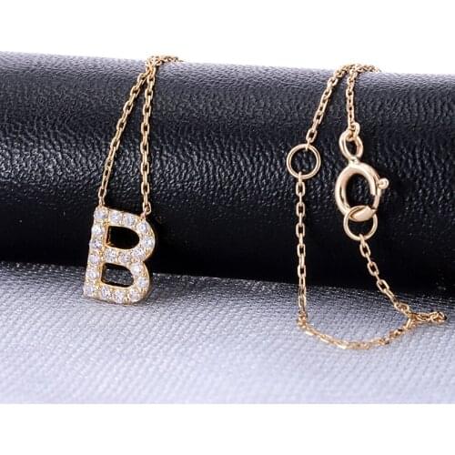 18K Gold DEF lab grown diamond initial 26 letter Pendant Letter B Pendant Necklace