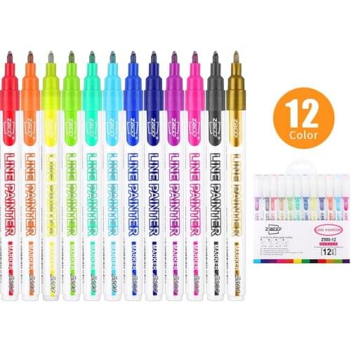 8/12Colors Art Double Line Pen Set Creative Magic Outline Pens Art Marker Highlighters Pen DIY Painting Supplies Stationery