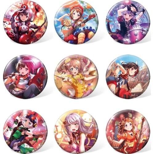 9pcs/set Anime BanG Dream Cosplay Badge Toyama Kasumi Brooch Pin for Backpack & Bag Accessories
