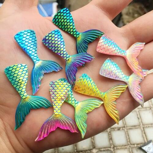 Wholesale 60pcs/lot 28*39mm Jewelry accessories Mermaid Fish scales tail resin For wedding decoration crafts Jewelry find -HE77