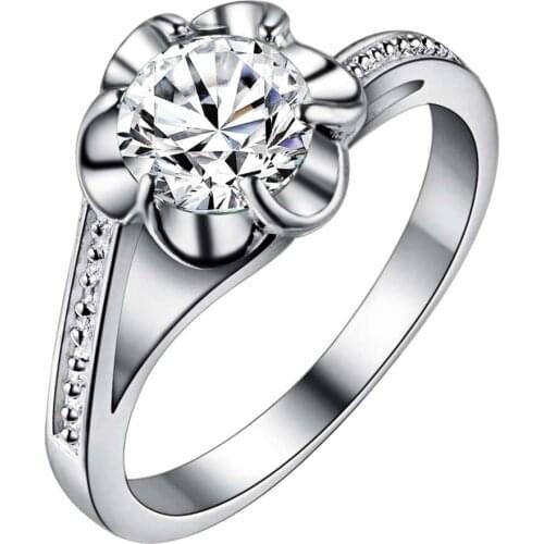 AR088 Wholesale Free Shipping Bijouterie Silver Plated Finger Ring 925 Fashion Jewelry Zircon Stone Valentines Day Crystal Ring