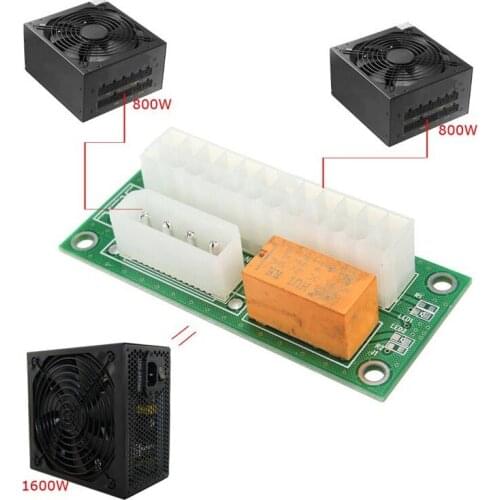 ATX 24Pin to Molex 4Pin Dual PSU Power Supply Sync Starter Extender Cable Card For BTC Miner Machine add2psu