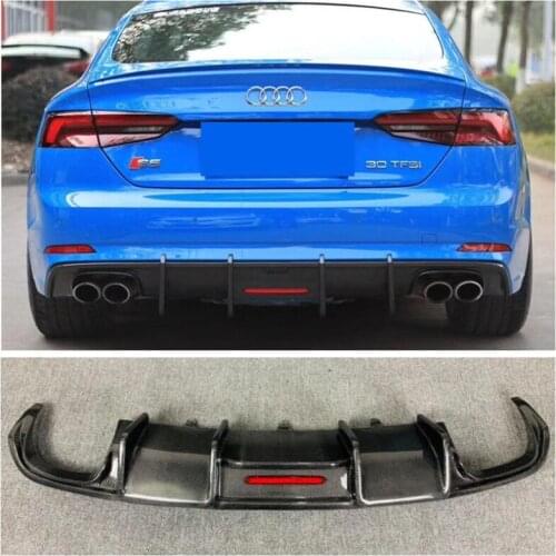 Real Carbon fiber Rear Trunk Diffuser Bumper Lip Spoiler Cover For Audi A5/S5 2017-2020 (with the lamp)