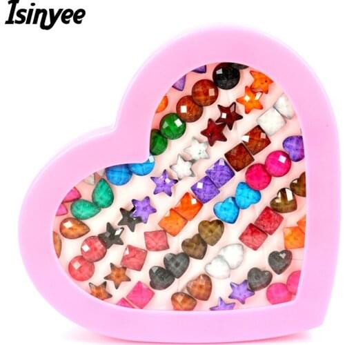 ISINYEE 36 pairs/set Fashion Star Heart Stud Earrings Sets For Women Girls Kids Trendy Acrylic Small Geometric Earring Jewelry