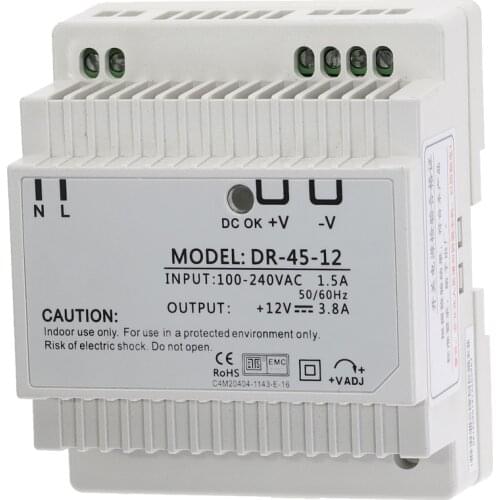 DR-45 45W Single Output 5V 12V 15V 24V Din Rail Switching Power Supply DR-45-5 DR-45-12 DR-45-15 DR-45-24 Power Transformer