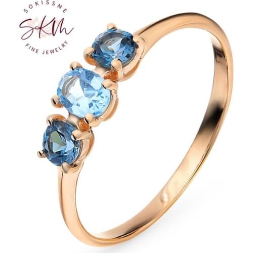 SKM 14k rose gold rings for women topaz rings luxury designer Engagement wedding rings designer Promise Bride Gift for wife
