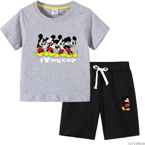 Disney Mickey children boys clothing set Toddler Baby Suits kids Sets fashion Summer 2 pcs Girls Clothes Set T Shirt Boy Outfit