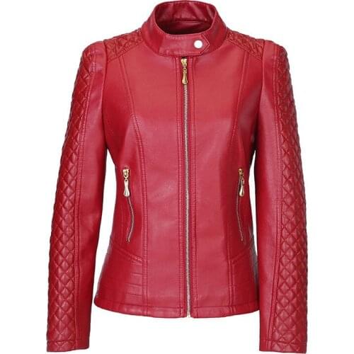 New Spring Autumn Fashion Outerwear Slim Loose Plus Size Long Sleeve Zipper Women Motorcycle PU Leather Jacket Coat