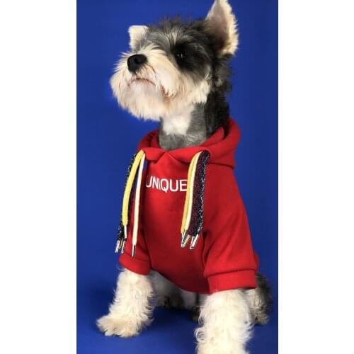 Fashion Dog Hoodie Pet Thick Red Hoodie Cotton Hooded Sweatshirt Punk Design Dreadlocks Hoodie,For Schnauzer Bulldog Punk Style