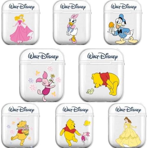 Disney Cartoon Winnie Bear Donald Duck Princess White Soft Silicone Cases For Airpods 1/2 Protective Bluetooth Wireless Earphon
