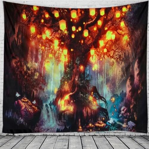 Magic Tree Of Magic Fo Print Wall Tapestry Tapestries Wall Hanging Flower Psychedelic Tapestry Wall Hanging Decor Halloween Deco