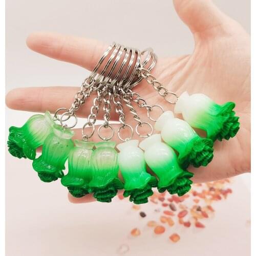 New Cute Creative Simulation Vegetable Cabbage Keychain Pendant Personality Food Bag Car Charm For Women Girls Keyring Jewelry