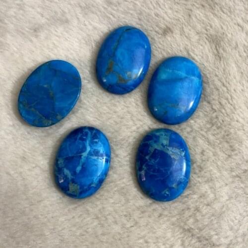 Wholesale 2pcs Natural Blue Howlite Gem Stone Bead Cabochons 30x40mm Oval Shape,Gem Stone Cabochon Bead for jewelry making