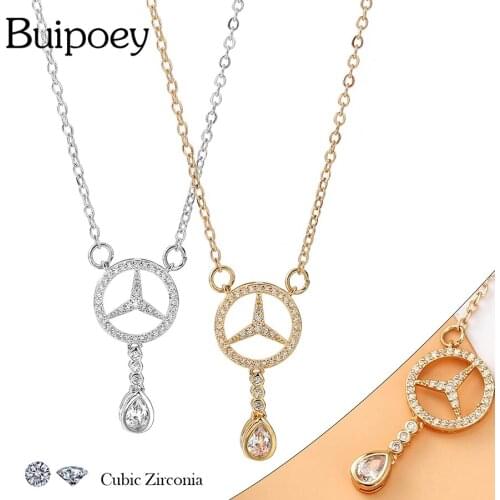Buipoey New Stars CZ Water Drop Pendant Necklace For Women Men Exquisite Crystal Couples Necklace Lovers Collar Jewelry Gift