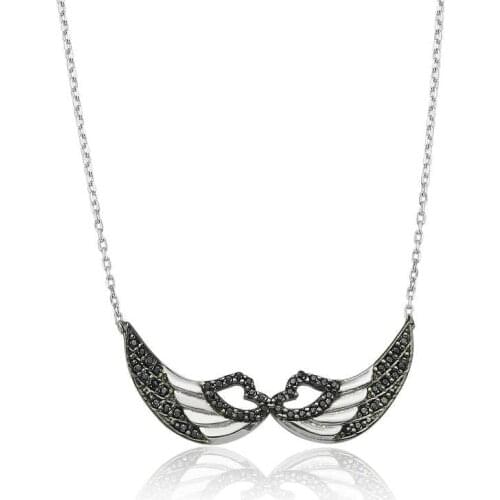 Real Silver 925 Jewelry Silver Angel Wing Lady Necklace