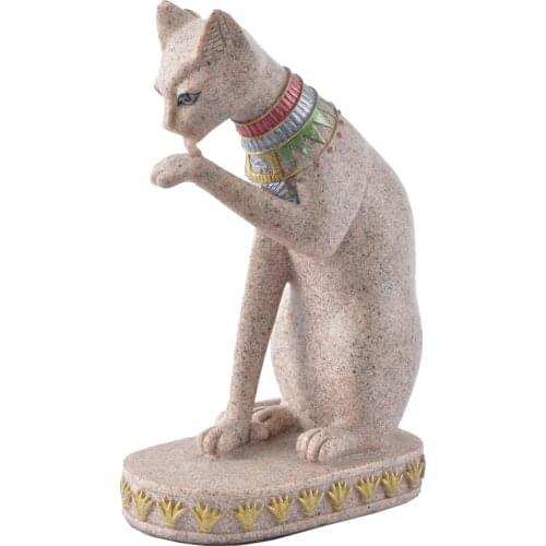Sandstone Egyptian Mau Cat Statue Sculpture Hand Carved Collectible Figurine well modeled deity figure chiseled For Collection