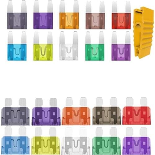 50PCS/Lot Car Fuses 2A 3A 5A 7.5A 10A 15A 20A 25A 30A 35A Amp with Box Clip Assortment Auto Blade Type Fuse Set Truck