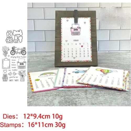 Printer Bike Clear Stamps and Metal Cutting Dies DIY Scrapbooking Photo Album Crafts Seal Punch Stencils Stamp and Die Sets