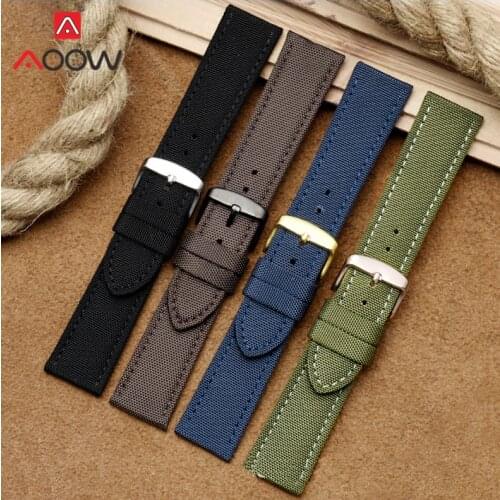 18mm 20mm 22mm 24mm Leather Nylon Strap Waterproof Stitching Watch Band Men Replacement Bracelet for Omega Speed master Seiko