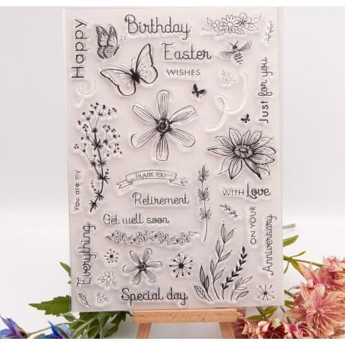 Spring Plants Stamps New 2021 Easter Clear Stamps for Scrapbooking Transparent Rubber Seal Stamp for Card Making