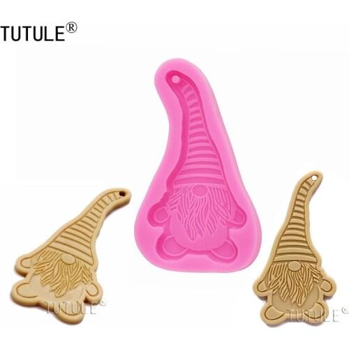 Gnome Silicone Mold DIY Crafts Cake Tool Chocolate Candy Cupcake Topper Decorations Fondant Polymer Clay,Dwarf hat keychain mold