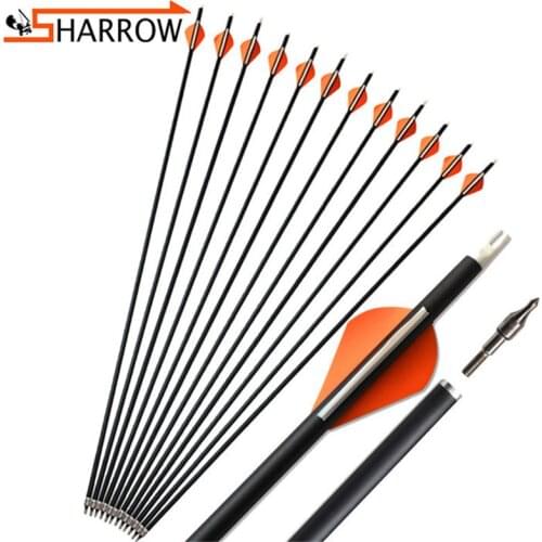 6/12pcs 31.5" Shooting Training Spine 500 Mix Carbon Arrow Compound Recurve Bow Hunting Target Broadheads Archery Accessories