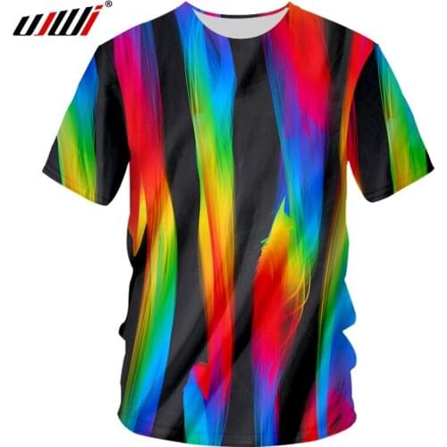 UJWI Harajuku 3D T Shirt Rainbow Smoke Art Print T-shirts Men/Women Unisex Short Sleeve Fashion Tops & Tees Camiseta Dropship