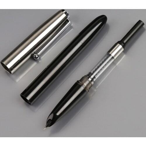 Vintage Stainless Steel Cap Fountain Pen 0.38mm Nib Business Office Gift B36C