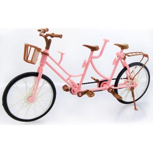 High Quality Pink Plastic Three-seat Bicycle Detachable Fashion Bike Outdoor Toy DIY Accessories for Barbie Doll Dollhouse Toy