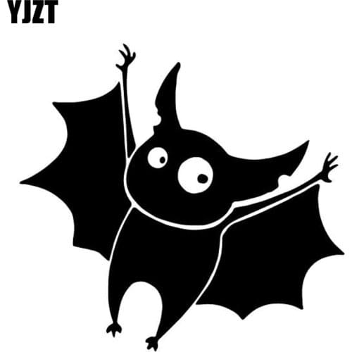 YJZT 15.8CM*14.9CM Cartoon Bat Lovely Car Sticker Bumper Decoration Vinyl Decal Black/Silver C4-2472
