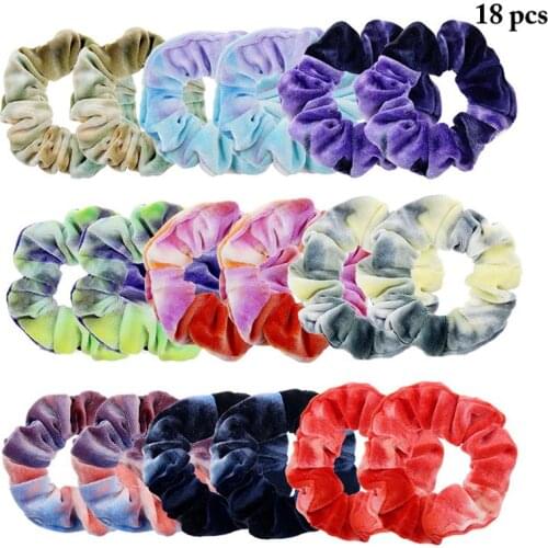 18pcs Women Gradient Hair Scrunchies Fashion Elastic Hair Tie Hair Ropes Hair Band Ponytail Holder Headband Hair Accessories