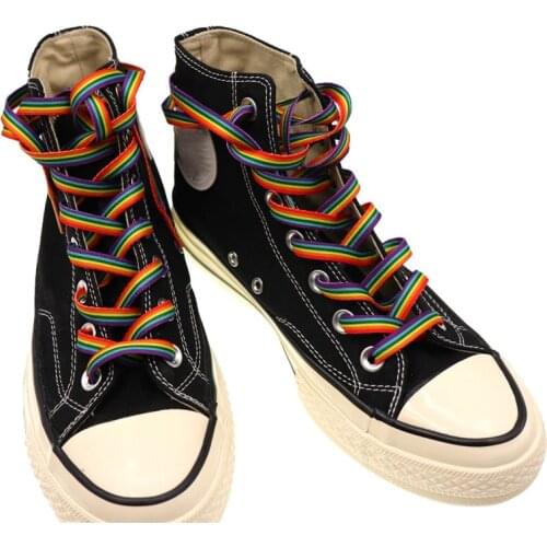 1Pair 120cm Gradient Rainbow Shoelaces Flat Colorful Shoestrings For Low High-Top Canvas Shoes Printing Shoelace Accesories