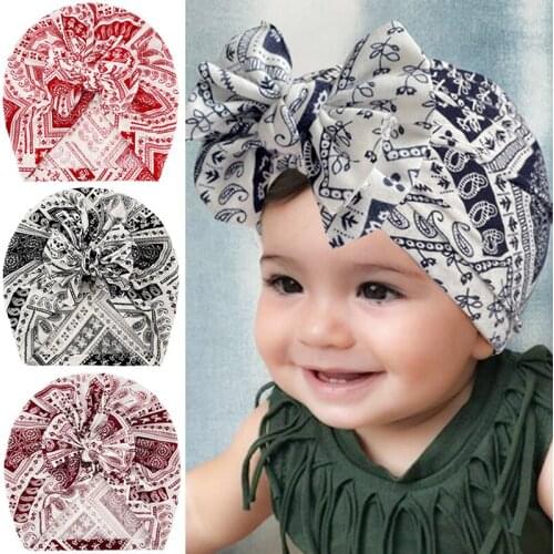 1 Pcs 2021 New Printed Bowknot Boys And Girls Caps Leisure Childrens Hats Baby Accessories 0-4 Years Old