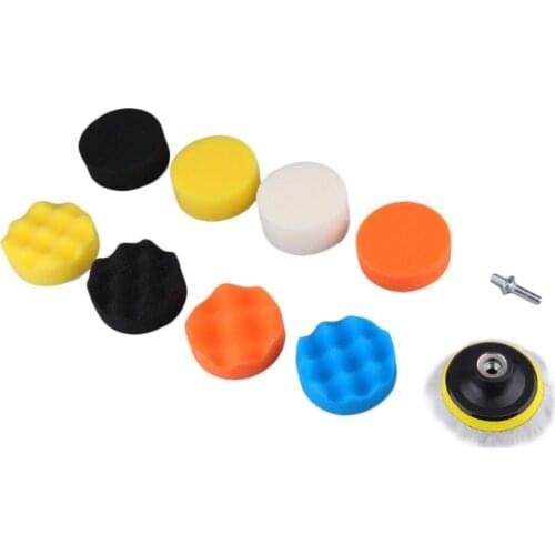 10pcs 3 Inch Multifunction Wave Sponge Ball Car Polishing Beauty Tools Self-adhesive Waxing Wool Wheel Set Kits For Automotive