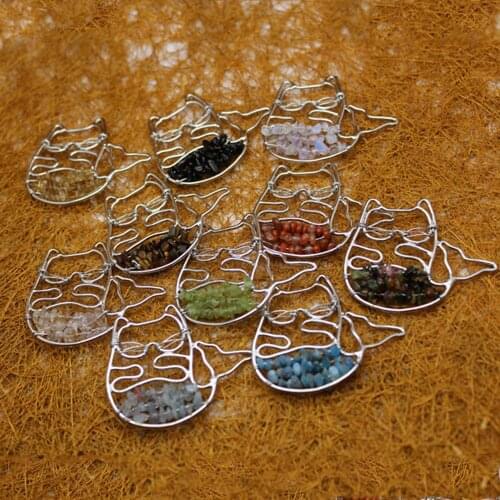 12pcs Natural stone Mermaid get rich cat mixedclr pendant necklace Meditation Quartz Treat Crystal Charm for Jewelry Making Free